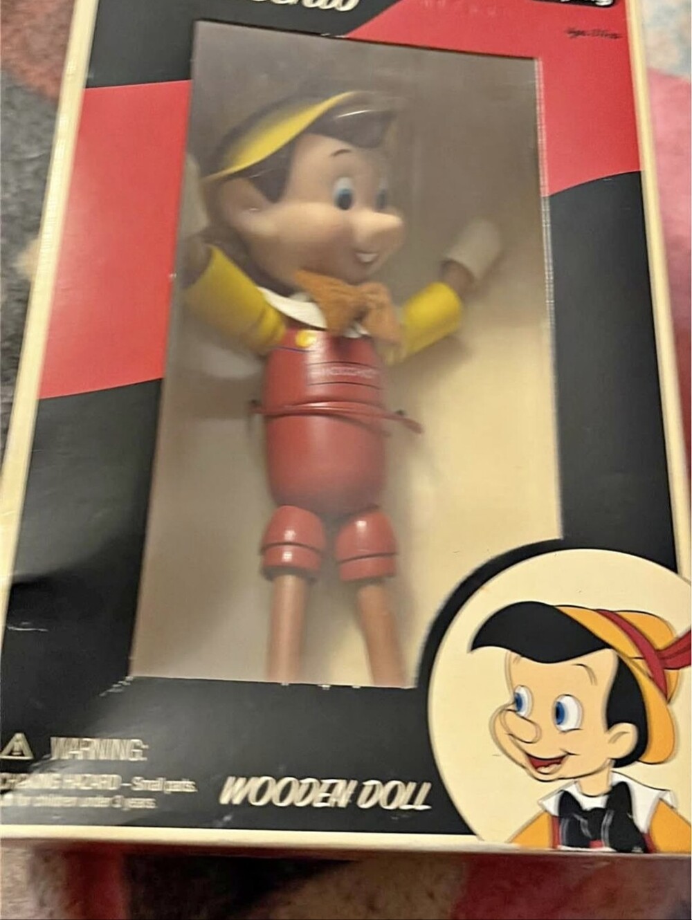 Yellow and Red Pinocchio Wooden Doll Kids Toy